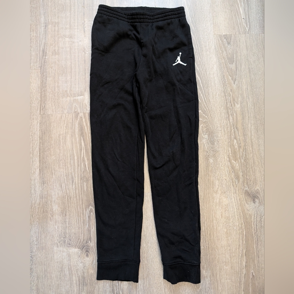 Boys Jordan Black Joggers with White Logo